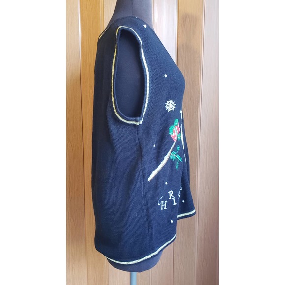 Holiday Time size 12/14 black & multicolored Christmas vest - Picture 4 of 6